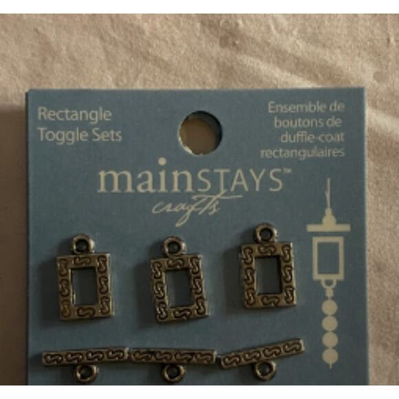 Mainstays Crafts Rectangle Toggle Sets Antique Silver Metal Closures (8 Pieces) - Picture 2 of 3